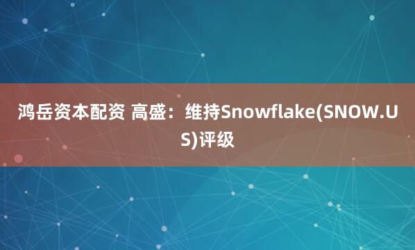 鸿岳资本配资 高盛：维持Snowflake(SNOW.US)评级
